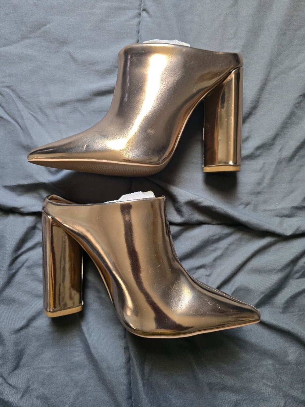 Qupid Rose Gold Mule Heels (7) - Picture 2 of 5